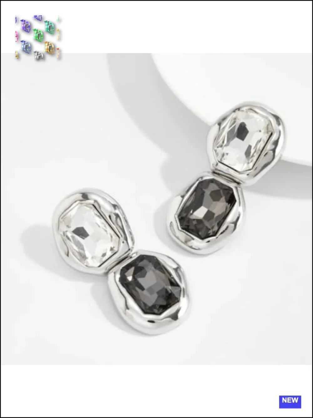 Chunky Rhinestone Dangle Earrings Y2K Statement Geometric Hanging Earrings Party
